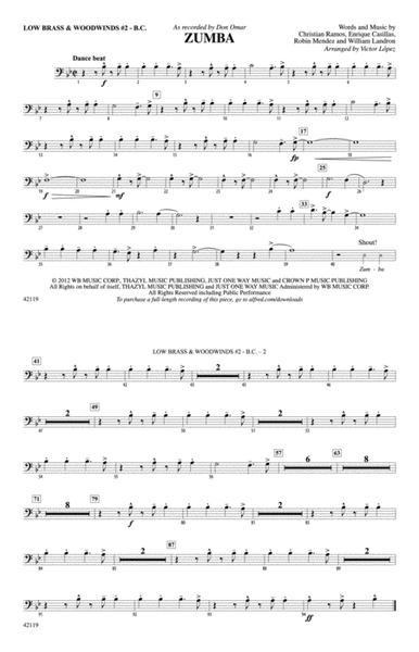 Zumba: Low Brass & Woodwinds #2 - Bass Clef