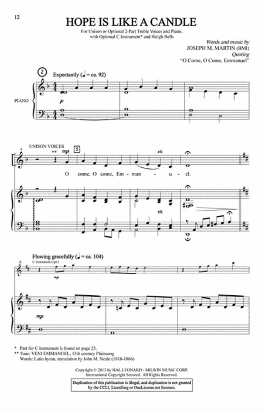 The Light Before Christmas Unison Choir scores gallery preview page 3