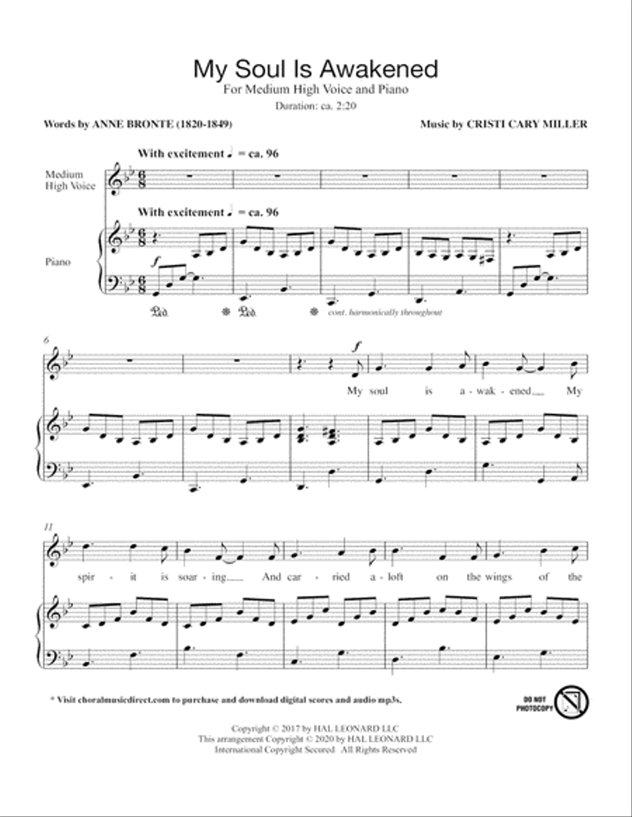 My Soul Is Awakened (Medium High Voice) (includes Audio) Choir scores gallery preview page 2
