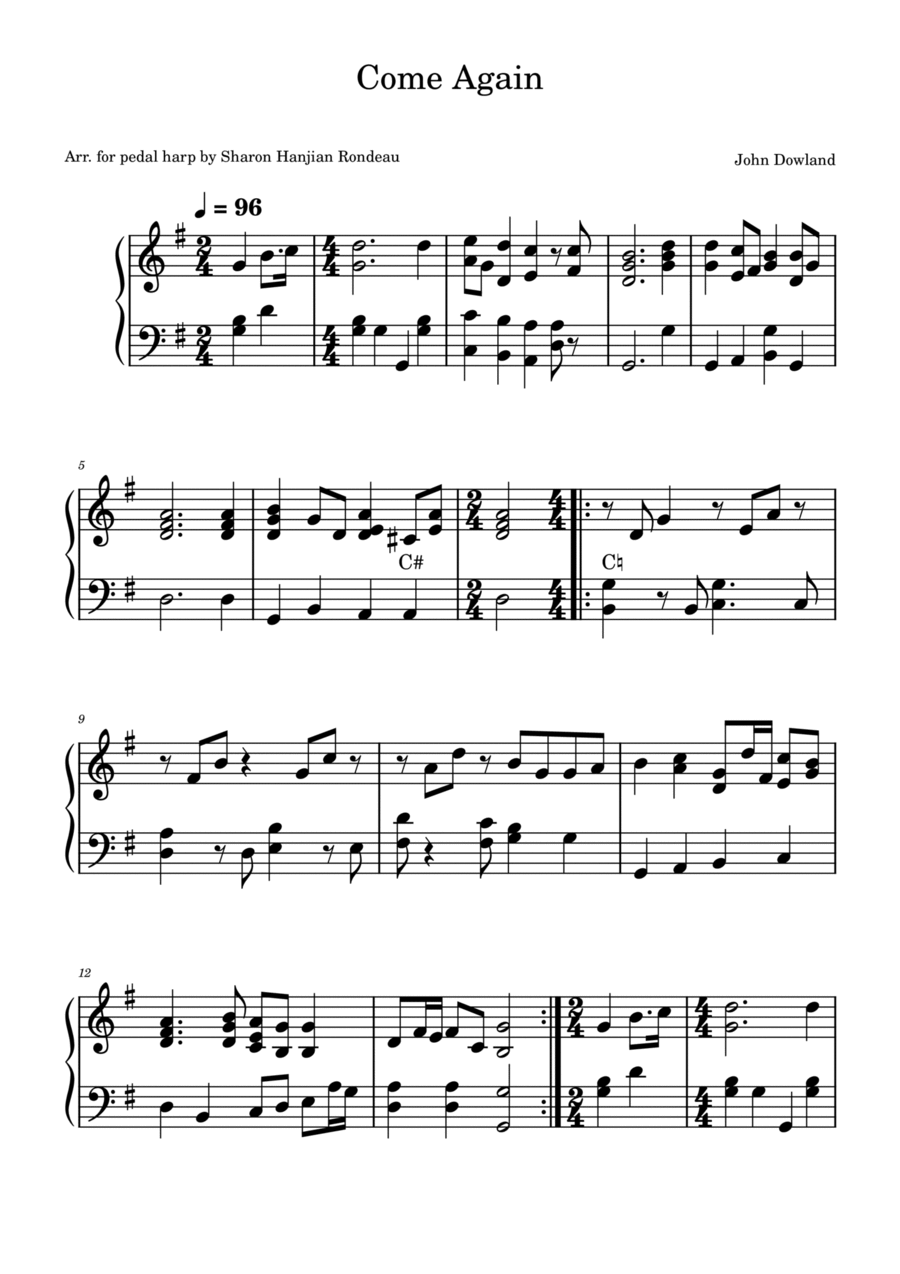 Come Again Harp scores gallery preview page 1