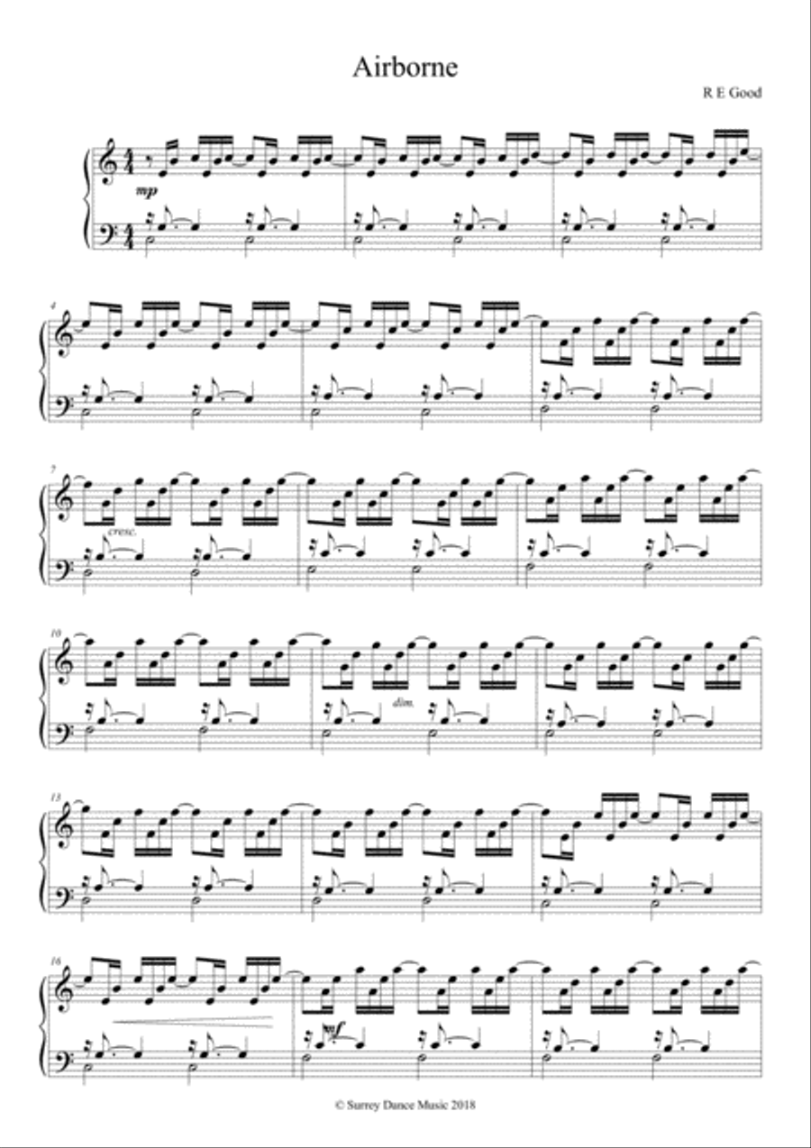 Airborne (study based on J.S.Bach's Prelude in C) Piano Method scores gallery preview page 1