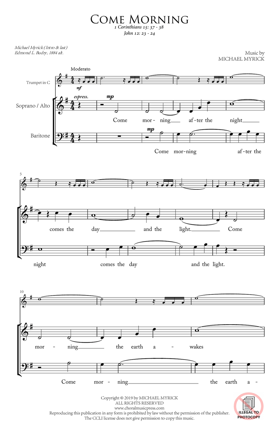 Come Morning (SAB) Come Morning (SAB) 3-Part scores gallery preview page 3