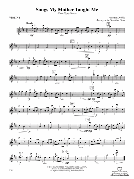 Songs My Mother Taught Me (from "Gypsy Songs"): 1st Violin
