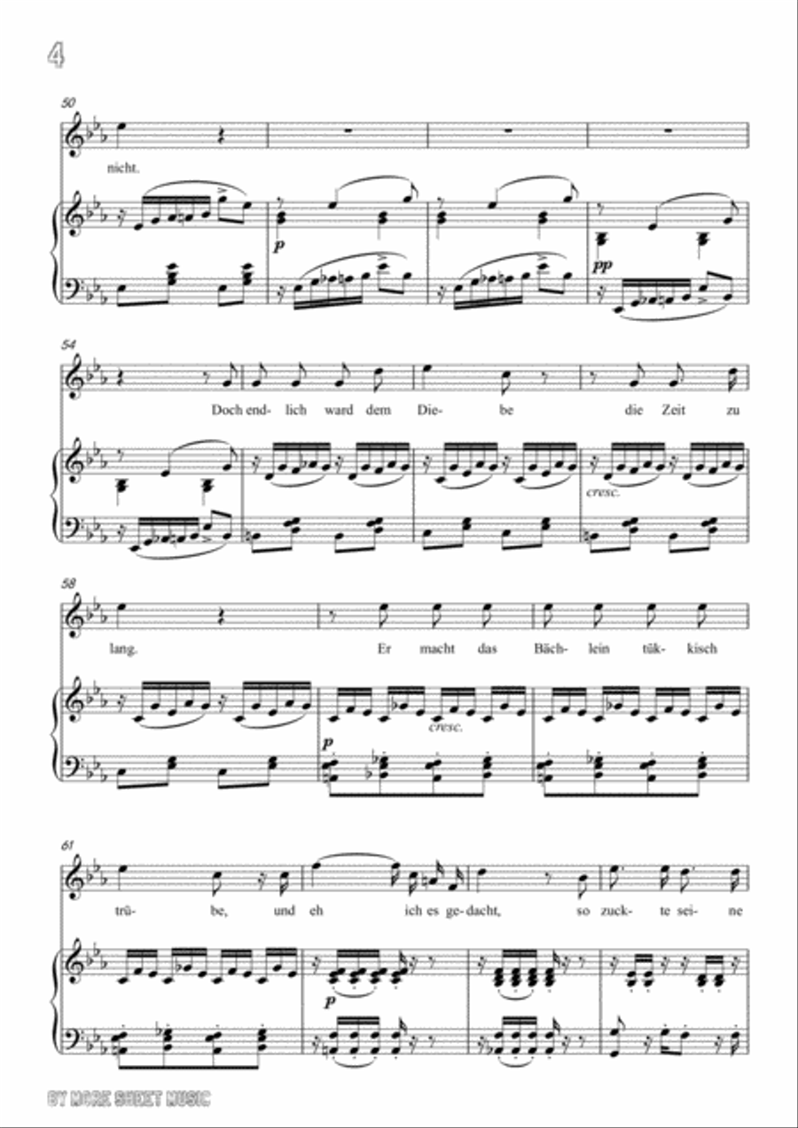 Schubert-Die Forelle in E flat Major,for voice and piano Voice Solo scores gallery preview page 6