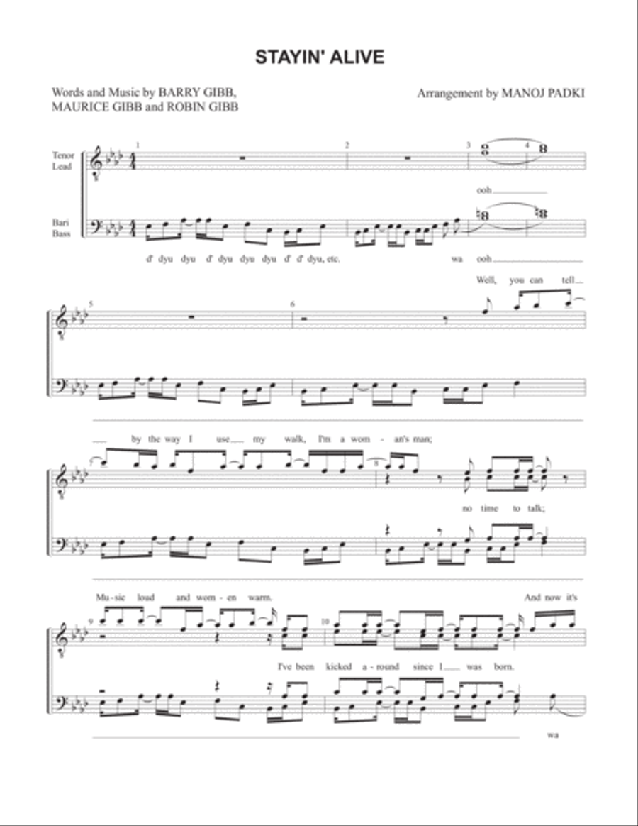 Stayin' Alive from the Motion Picture SATURDAY NIGHT FEVER 4-Part scores gallery preview page 1