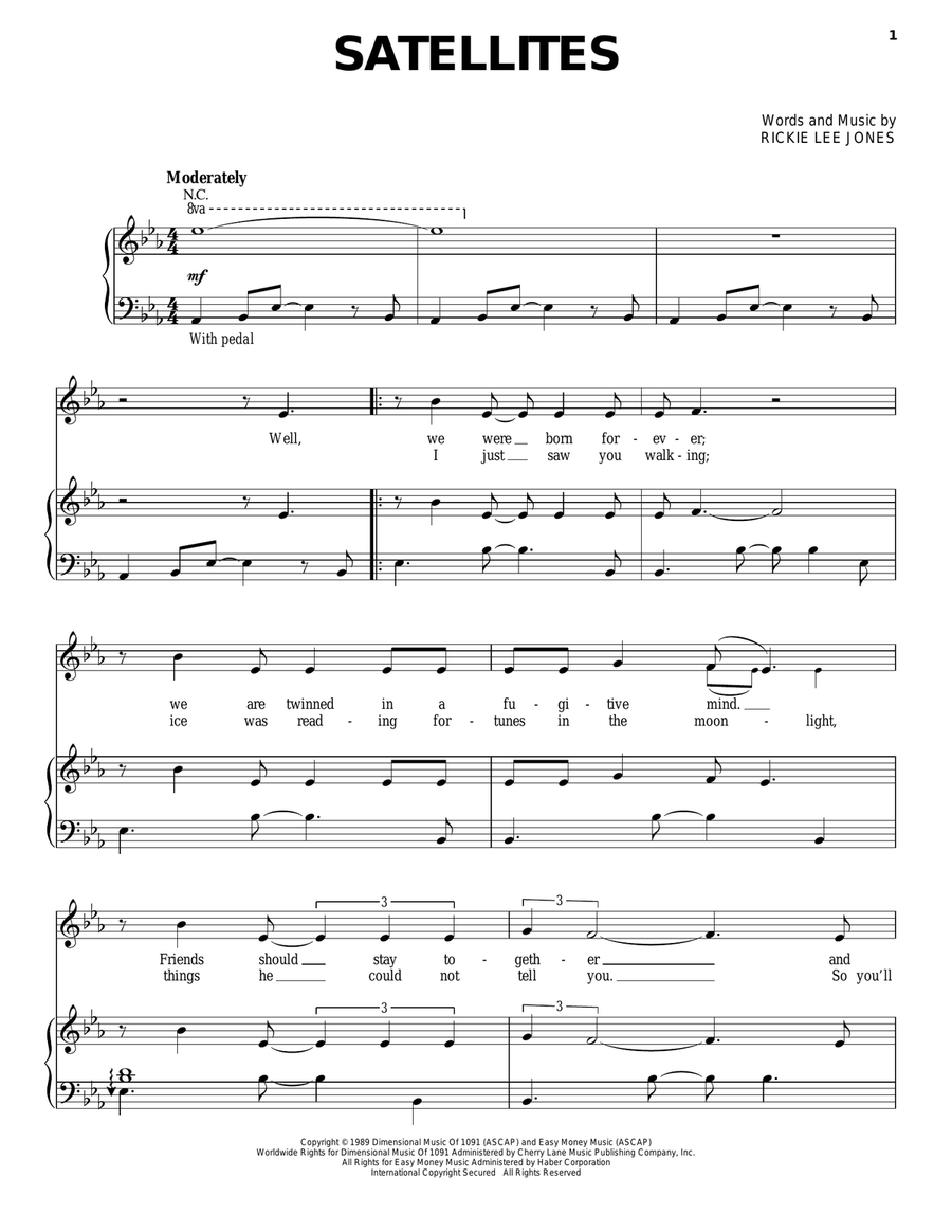 Satellites Piano, Vocal, Guitar scores gallery preview page 1