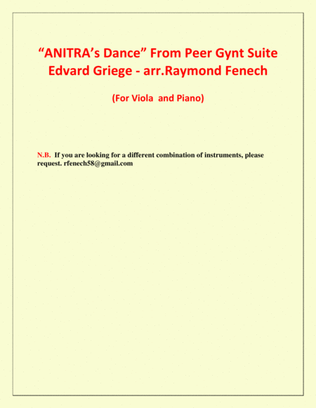 Anitra's Dance - From Peer Gynt (Viola and Piano) image number null