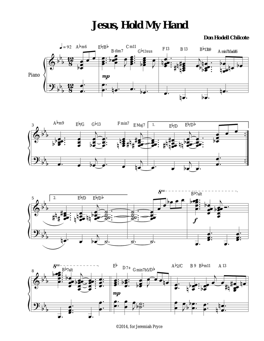 Jesus Hold My Hand Harpsichord scores gallery preview page 2