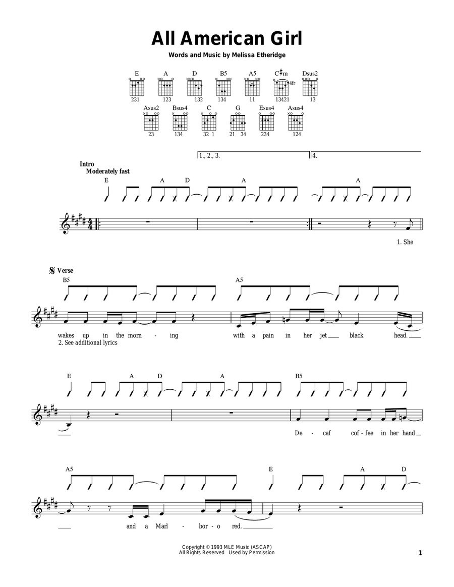 All American Girl All American Girl Acoustic Guitar scores gallery preview page 1