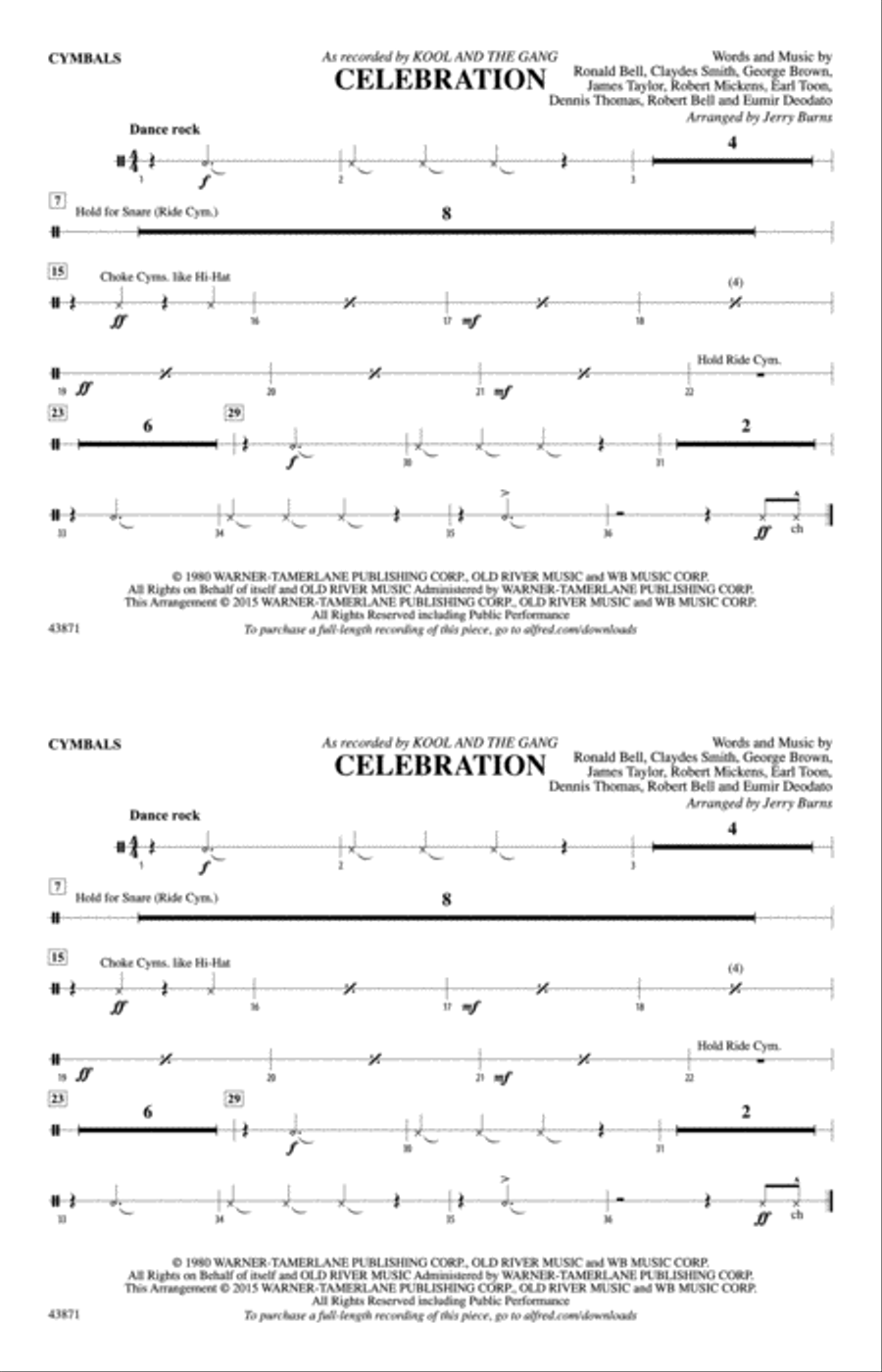 Celebration: Cymbals Marching Band scores gallery preview page 1