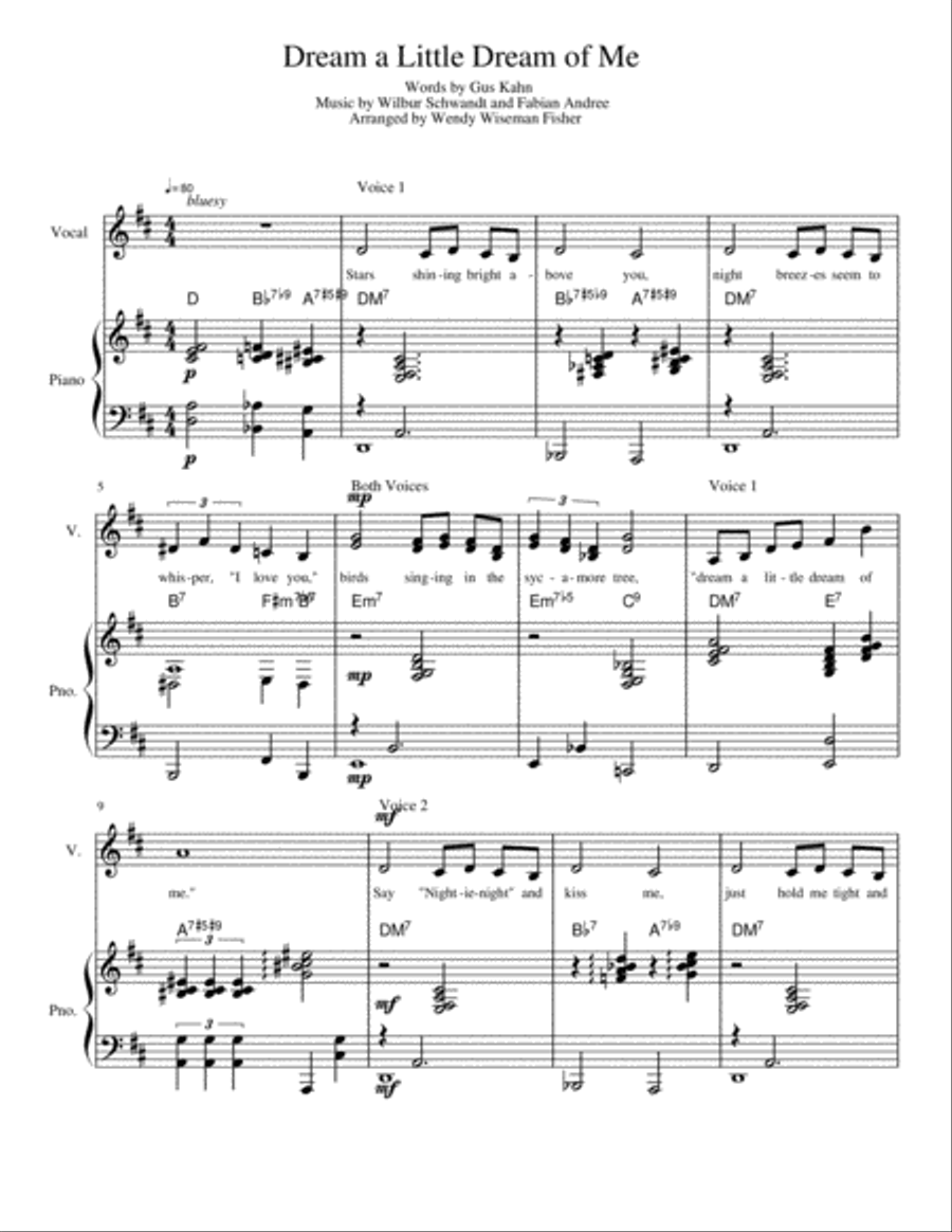Dream A Little Dream Of Me Vocal Duet scores gallery preview page 1