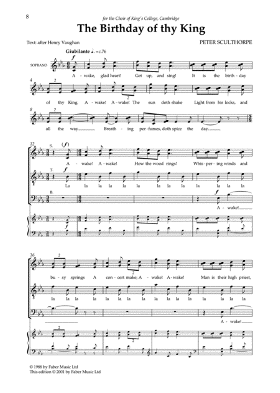 Morning Song for the Christ Child / The Birthday of Thy King 4-Part scores gallery preview page 8