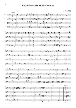 Book cover for Handel Royal Fireworks Music Overture, for string quartet, CH111