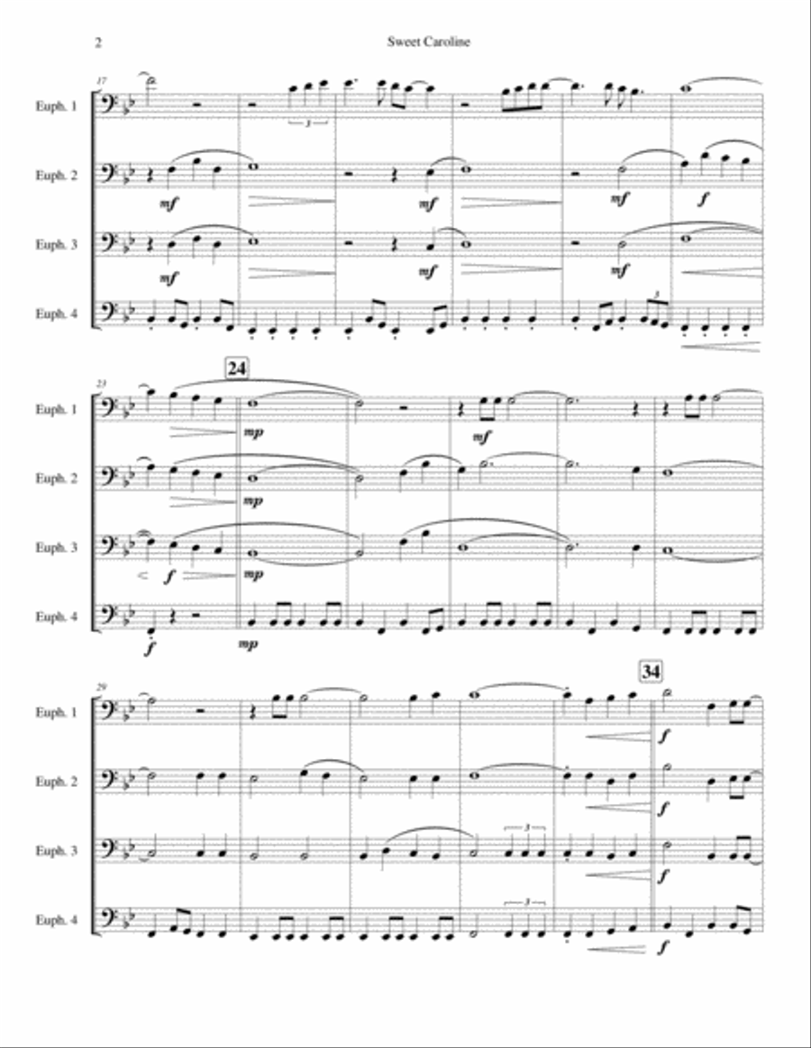 Sweet Caroline Brass Ensemble scores gallery preview page 2