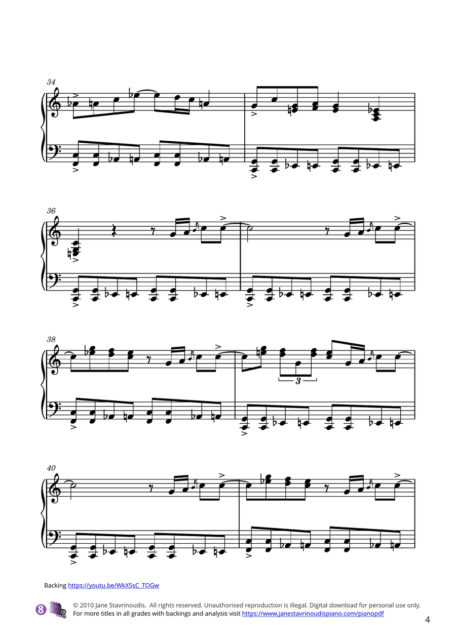 Pine Top's Boogie Woogie Piano Solo scores gallery preview page 4
