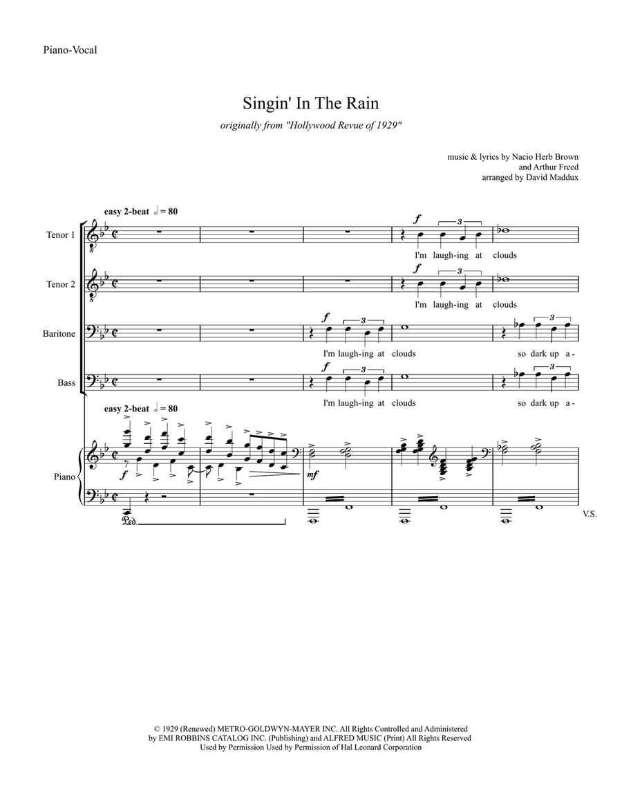Singin' In The Rain TTBB scores gallery preview page 1
