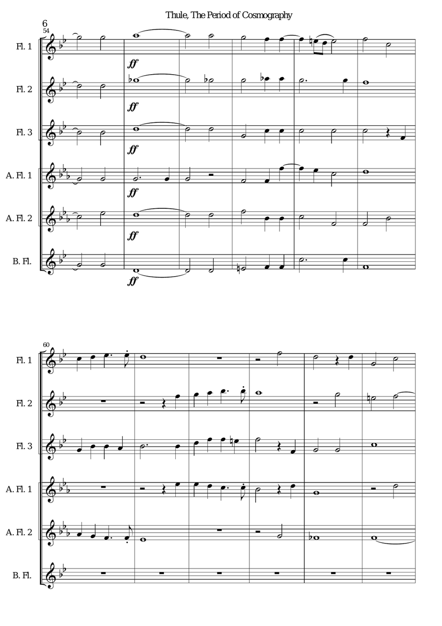 Thule, The period of Cosmography and The Andalusian Merchant for flute sextet or flute choir Flute Choir scores gallery preview page 6