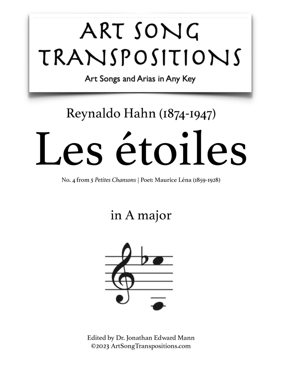 HAHN: Les étoiles (transposed to A major)