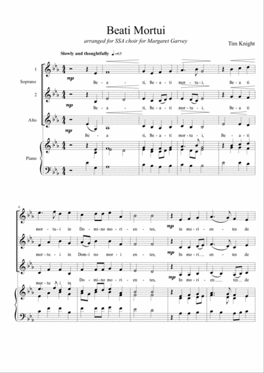 Beati Mortui SSA scores gallery preview page 1