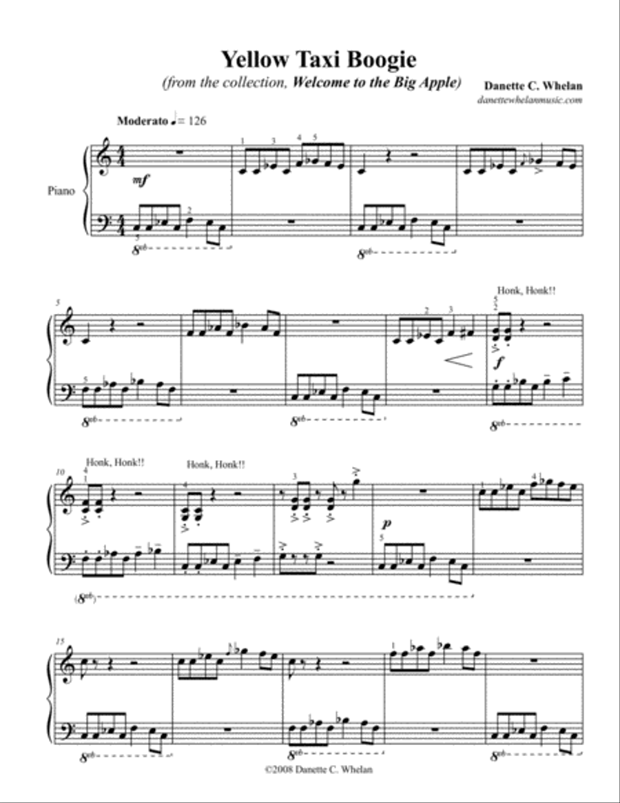 Yellow Taxi Boogie Piano Solo scores gallery preview page 1