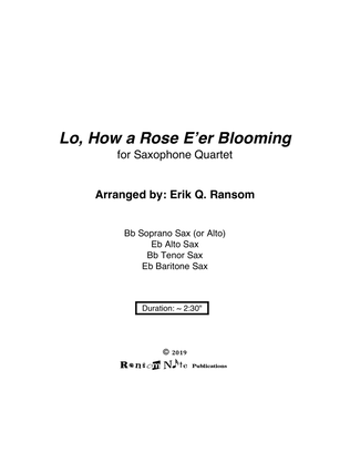 Lo, How a Rose E'er Blooming for Saxophone Quartet