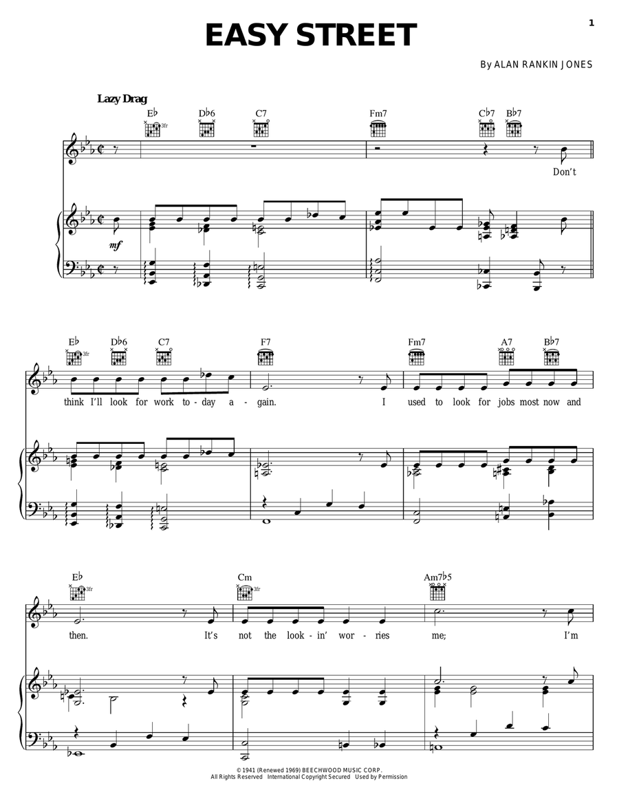 Easy Street Easy Street Piano, Vocal, Guitar scores gallery preview page 1