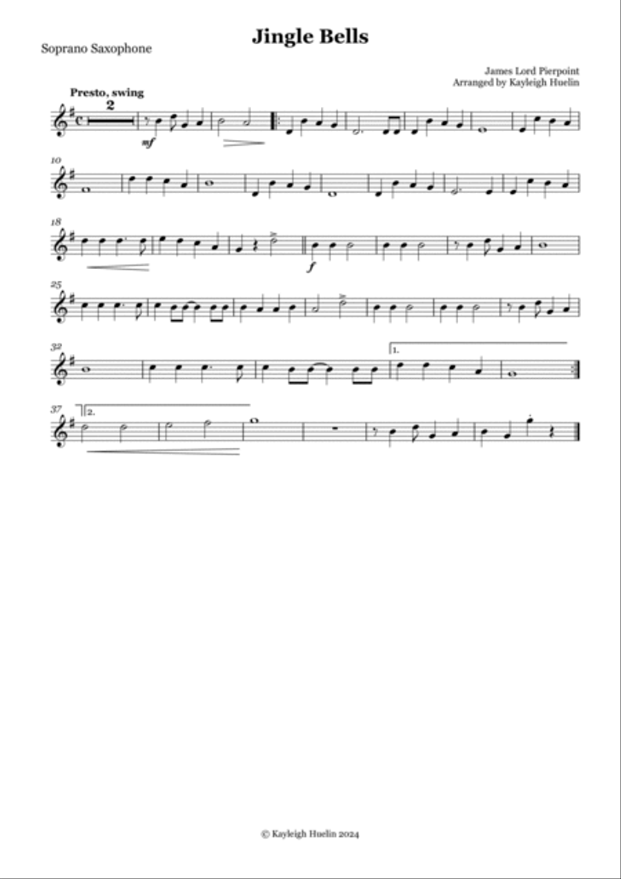 Jingle Bells - Saxophone trio (SAT/AAT) image number null