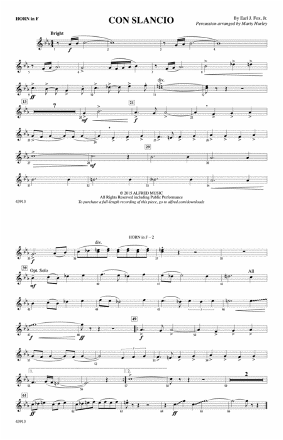 Con Slancio: 1st F Horn Marching Band scores gallery preview page 1