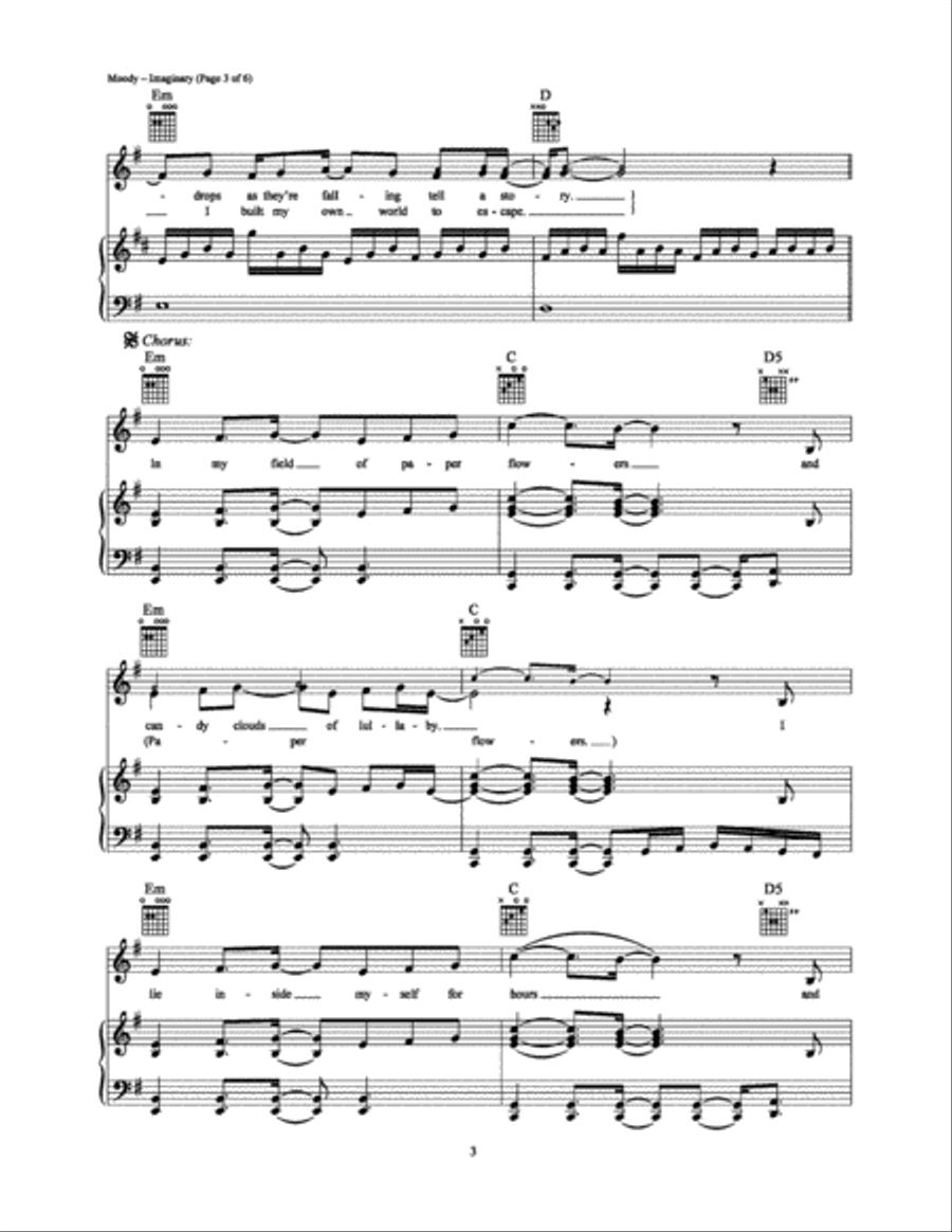 Imaginary Imaginary Piano, Vocal, Guitar scores gallery preview page 3