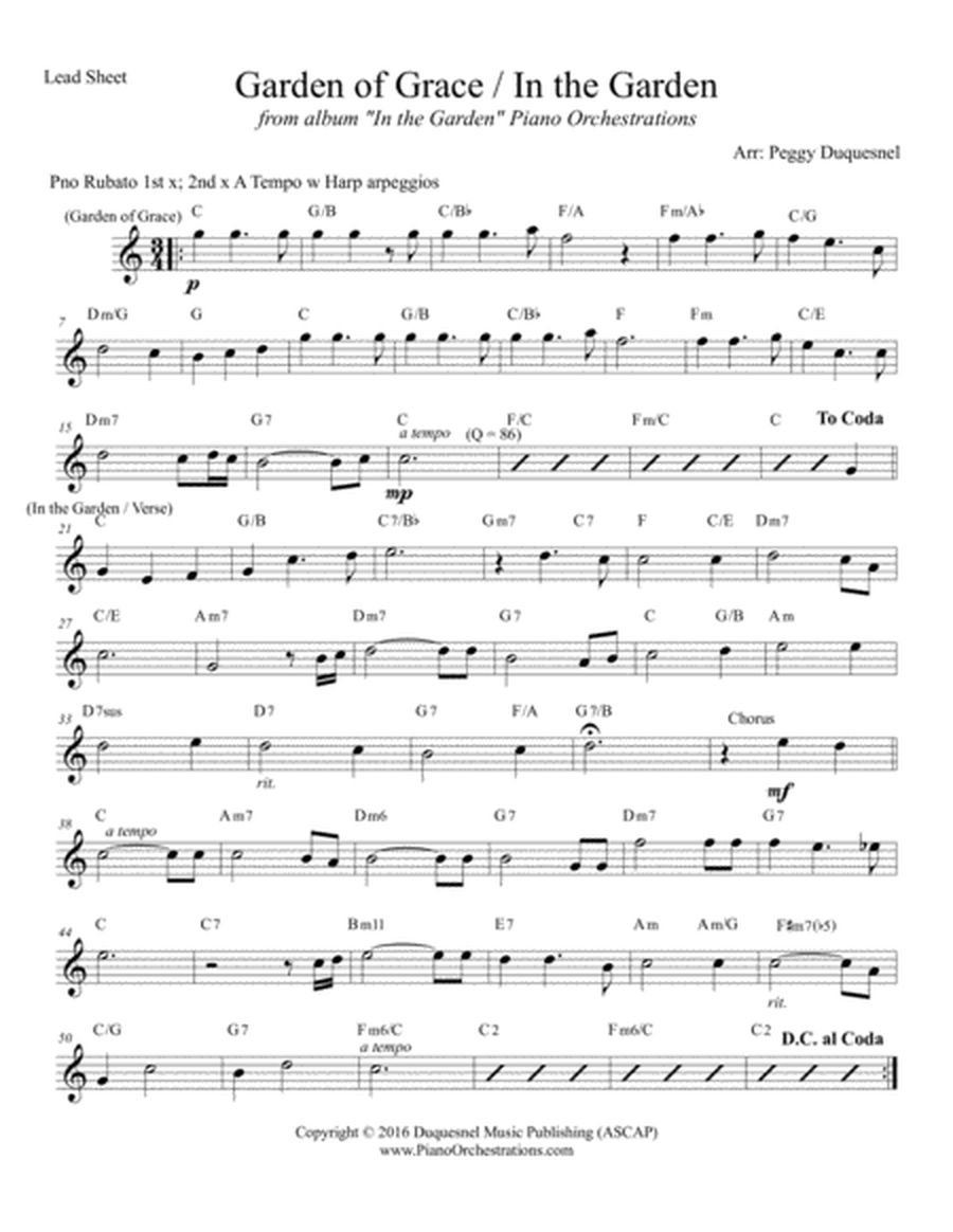 Garden of Grace / In the Garden (Lead Sheet) image number null