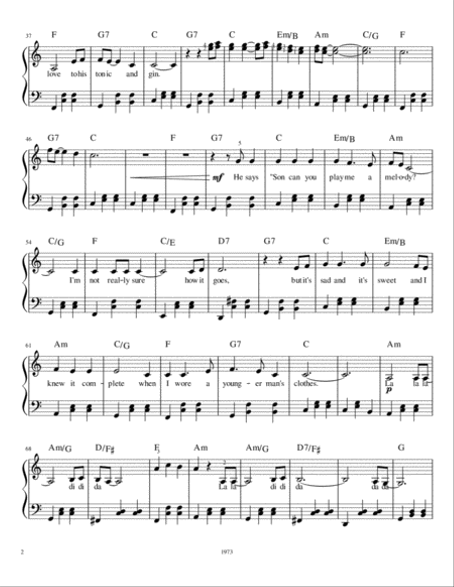 Piano Man Voice scores gallery preview page 2
