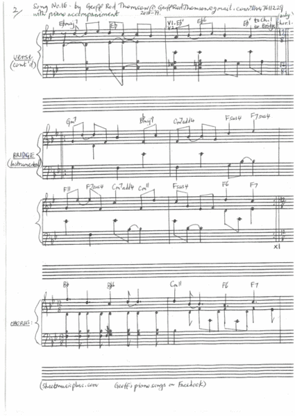Piano song no.16, and lead sheet