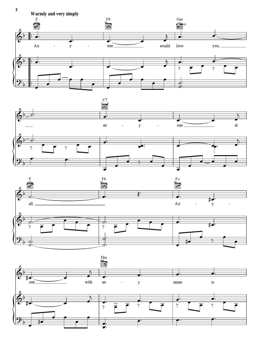 Anyone Would Love You Piano, Vocal, Guitar scores gallery preview page 2