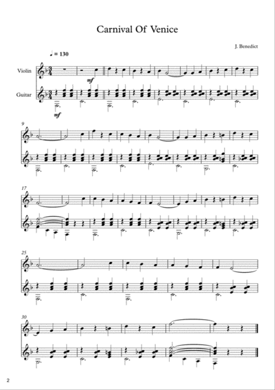 10 Easy Classical Pieces For Violin & Guitar 10 Easy Classical Pieces For Violin & Guitar String Duet scores gallery preview page 3