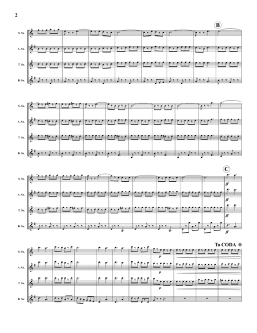 Finiculi, Finicula Finiculi, Finicula Saxophone Quartet scores gallery preview page 2