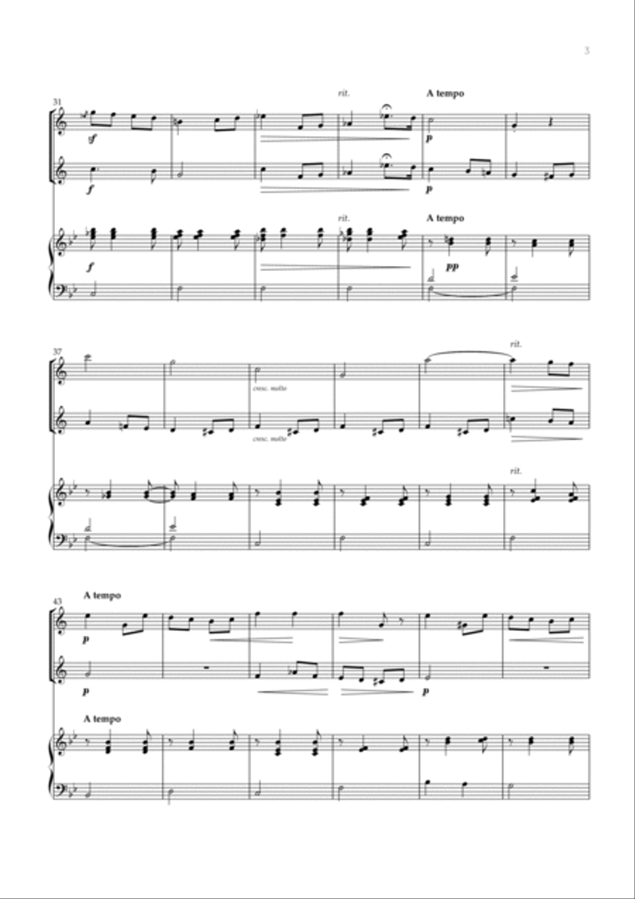 Salut D’amour (Trumpet Duet and Piano) - Edward Elgar Trumpet Duet scores gallery preview page 3