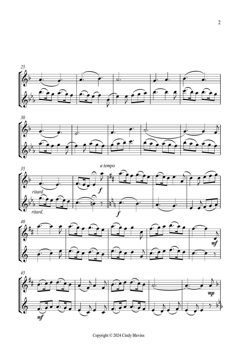 Gesu Bambino, for Clarinet and Violin Clarinet scores gallery preview page 3