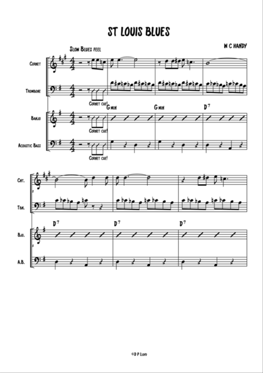 Dixieland jazz band - St Louis Blues Jazz Ensemble scores gallery preview page 1