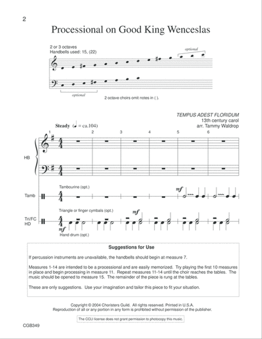Processional on Good King Wenceslas 3-Octaves scores gallery preview page 2