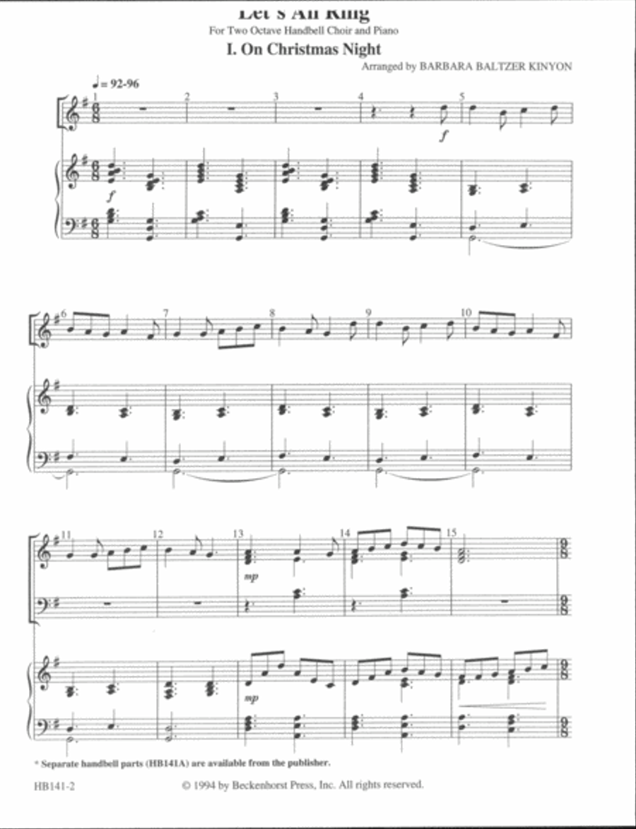 Let's All Ring Carols With Keyboard - full score Handbell Choir scores gallery preview page 2