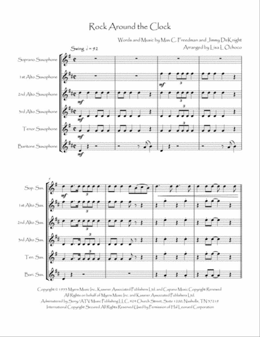 Rock Around The Clock Woodwind Ensemble scores gallery preview page 4