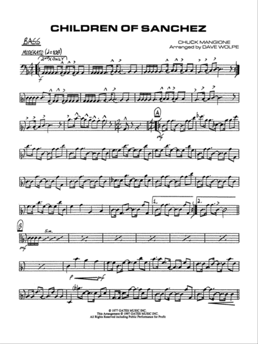 Children of Sanchez: String Bass Jazz Ensemble scores gallery preview page 1
