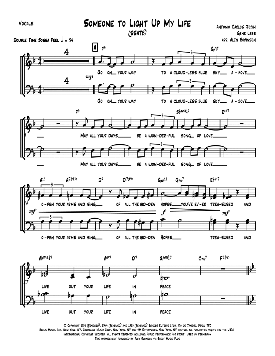 Someone To Light Up My Life (se Todos Fossem Iguais A Voce) Divisi scores gallery preview page 1