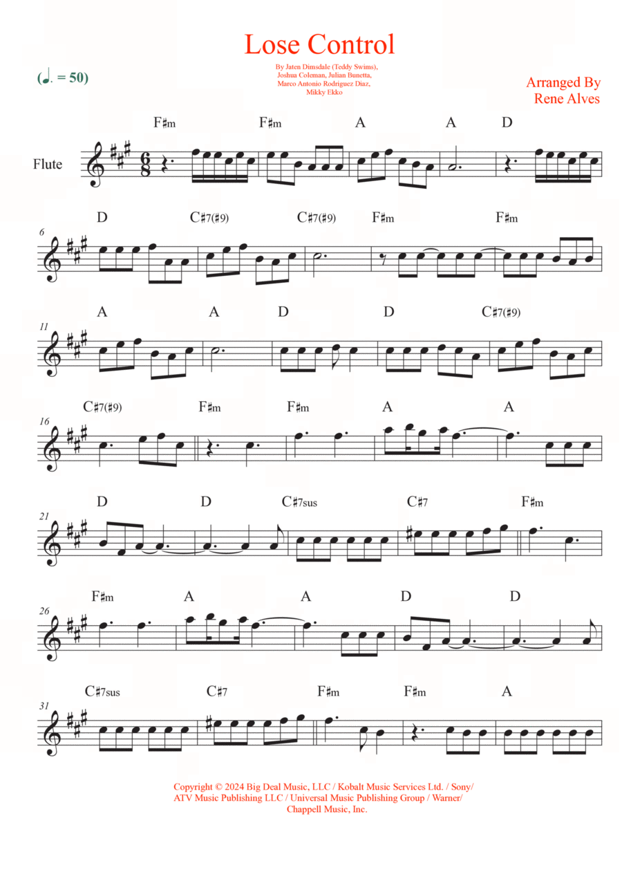 Lose Control Flute Solo scores gallery preview page 1
