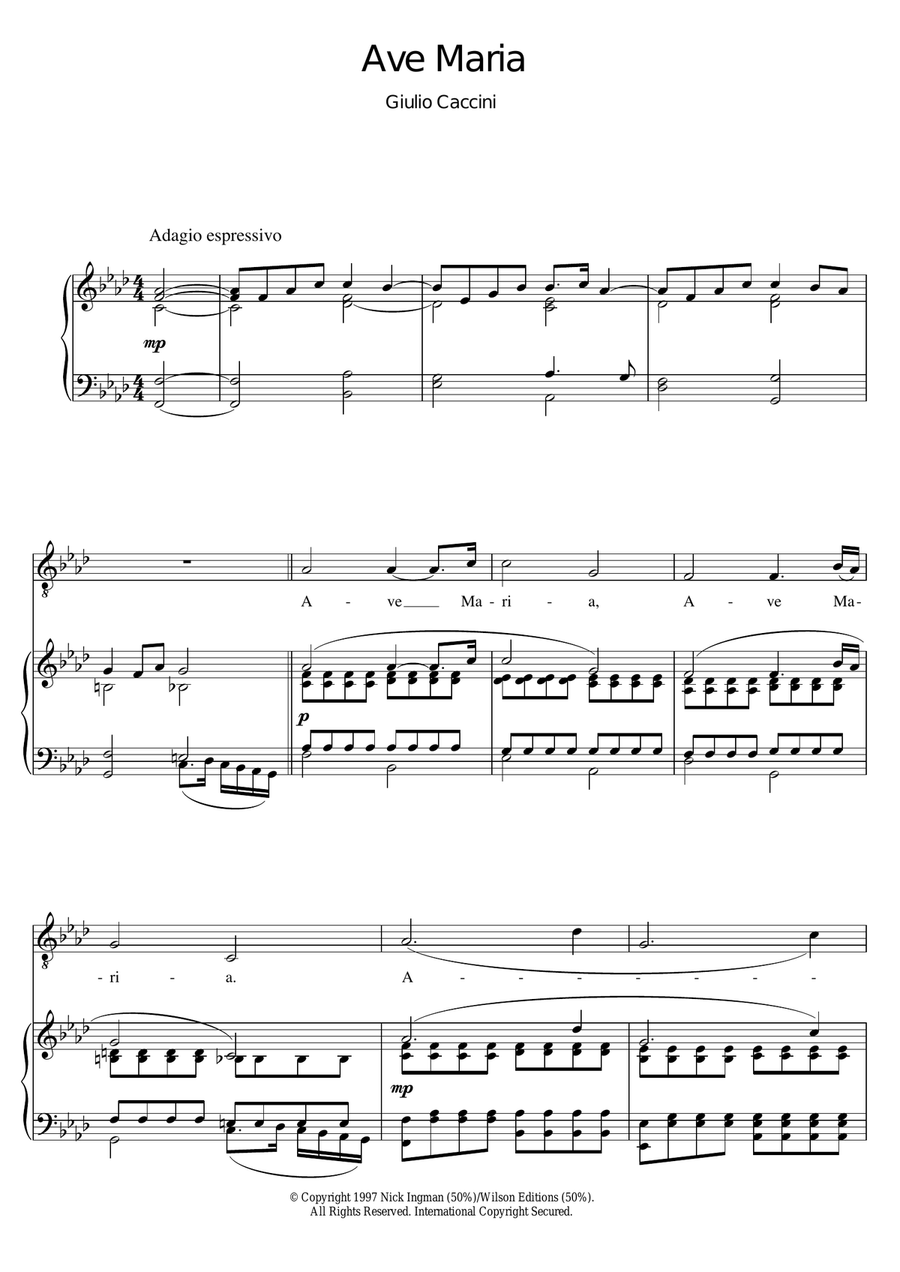 Ave Maria Piano, Vocal scores gallery preview page 1