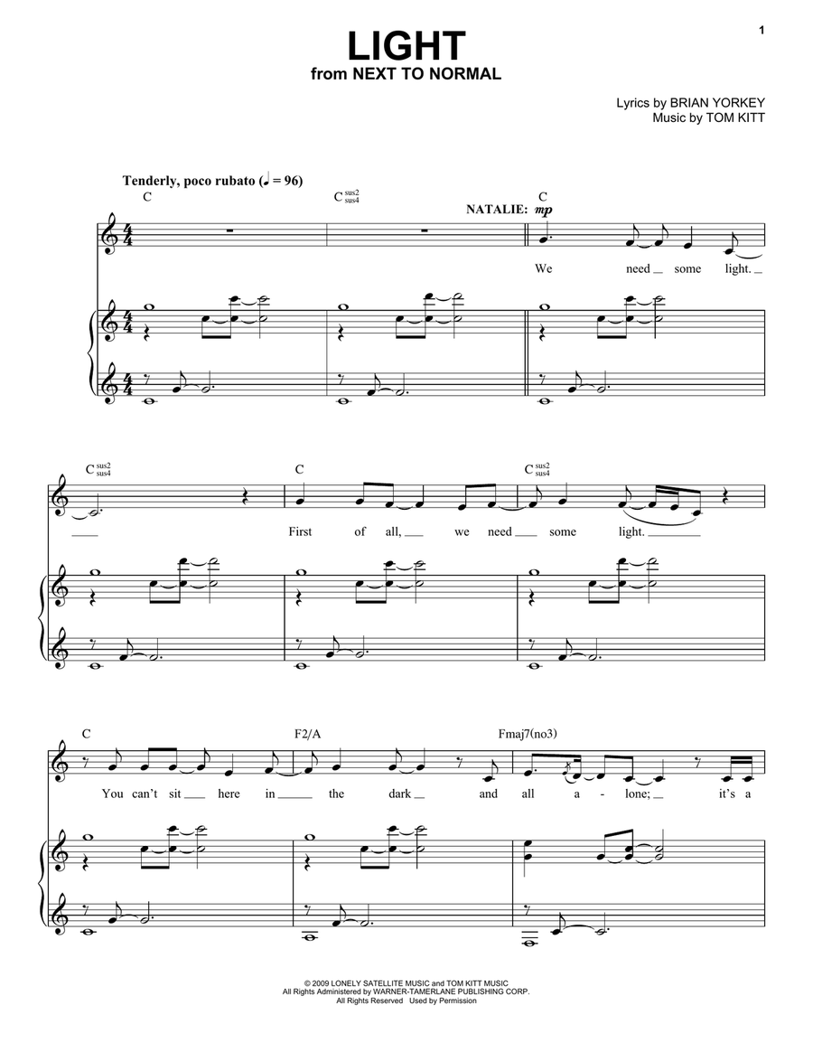 Light (from Next to Normal) Voice scores gallery preview page 1