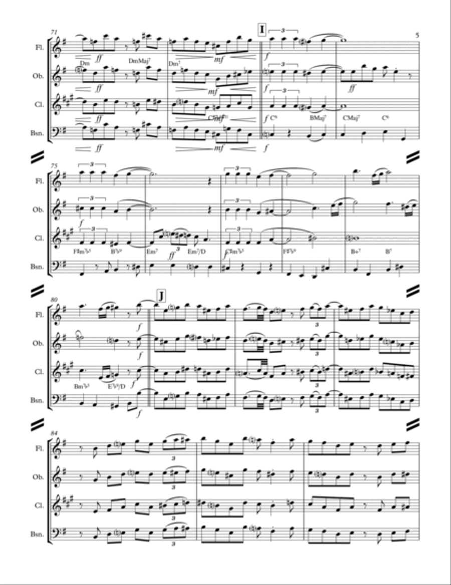 April In Paris Woodwind Quartet scores gallery preview page 6