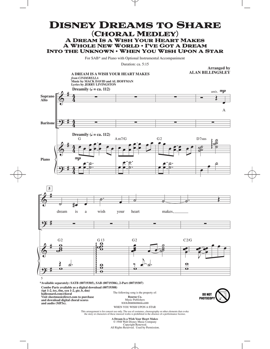 Disney Dreams To Share (Choral Medley) 3-Part scores gallery preview page 1