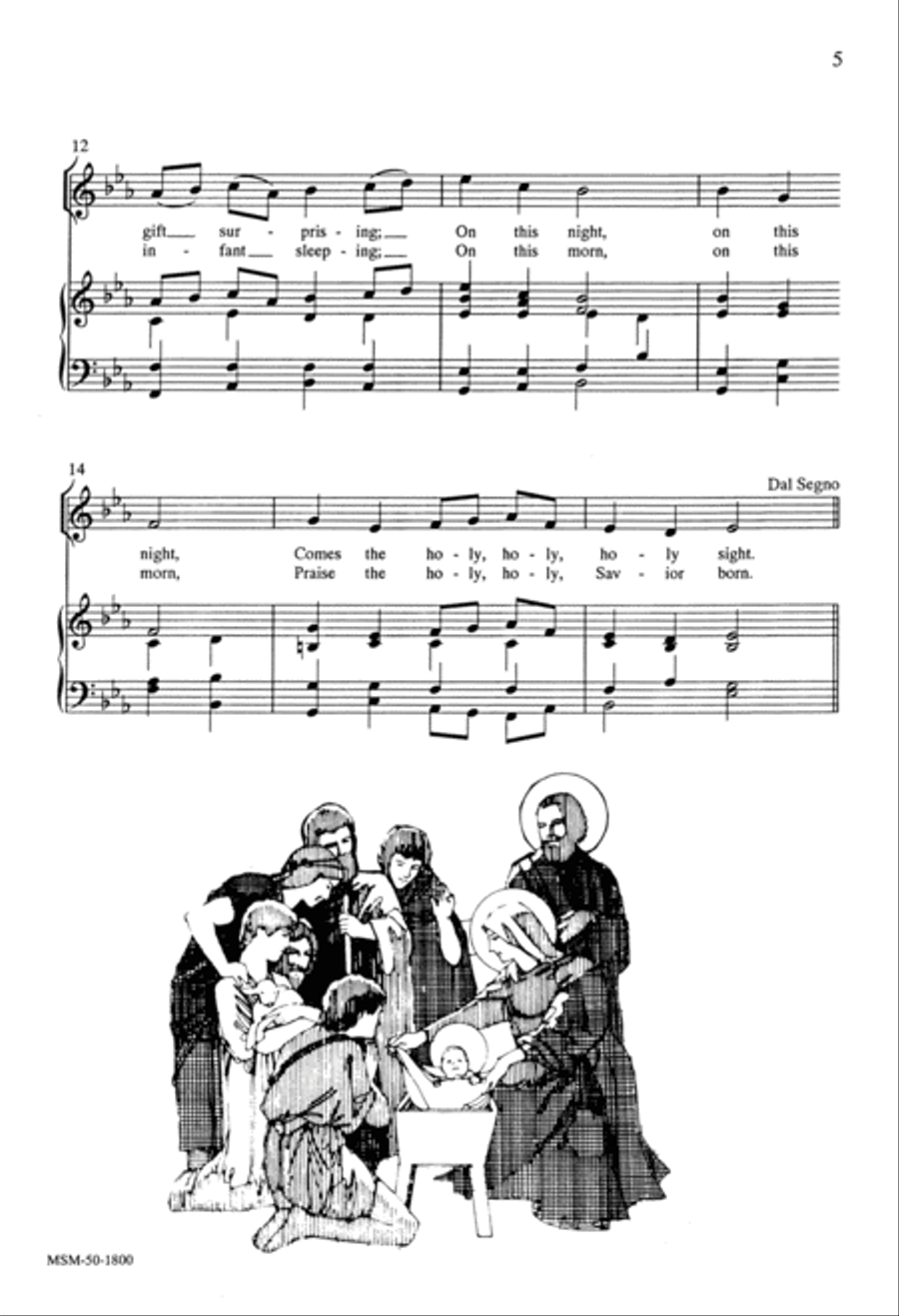 Five Christmas Songs Unison Choir scores gallery preview page 5