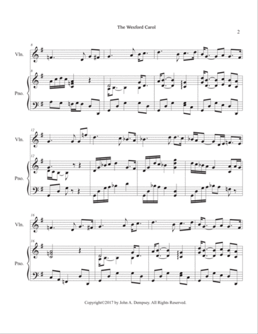 The Wexford Carol (Violin and Piano) Violin Solo scores gallery preview page 6